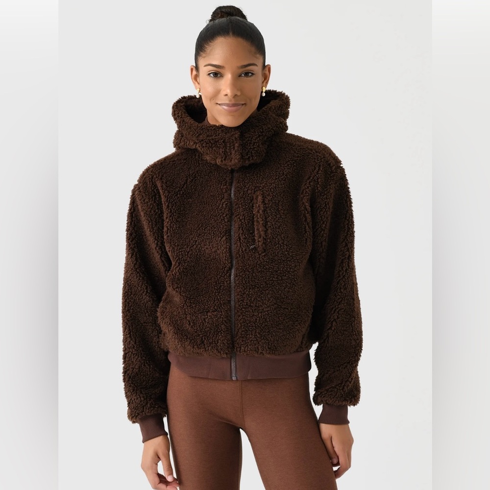 Beyond yoga ultra cozy fleece jacket espresso size small